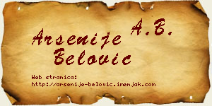 Arsenije Belović vizit kartica